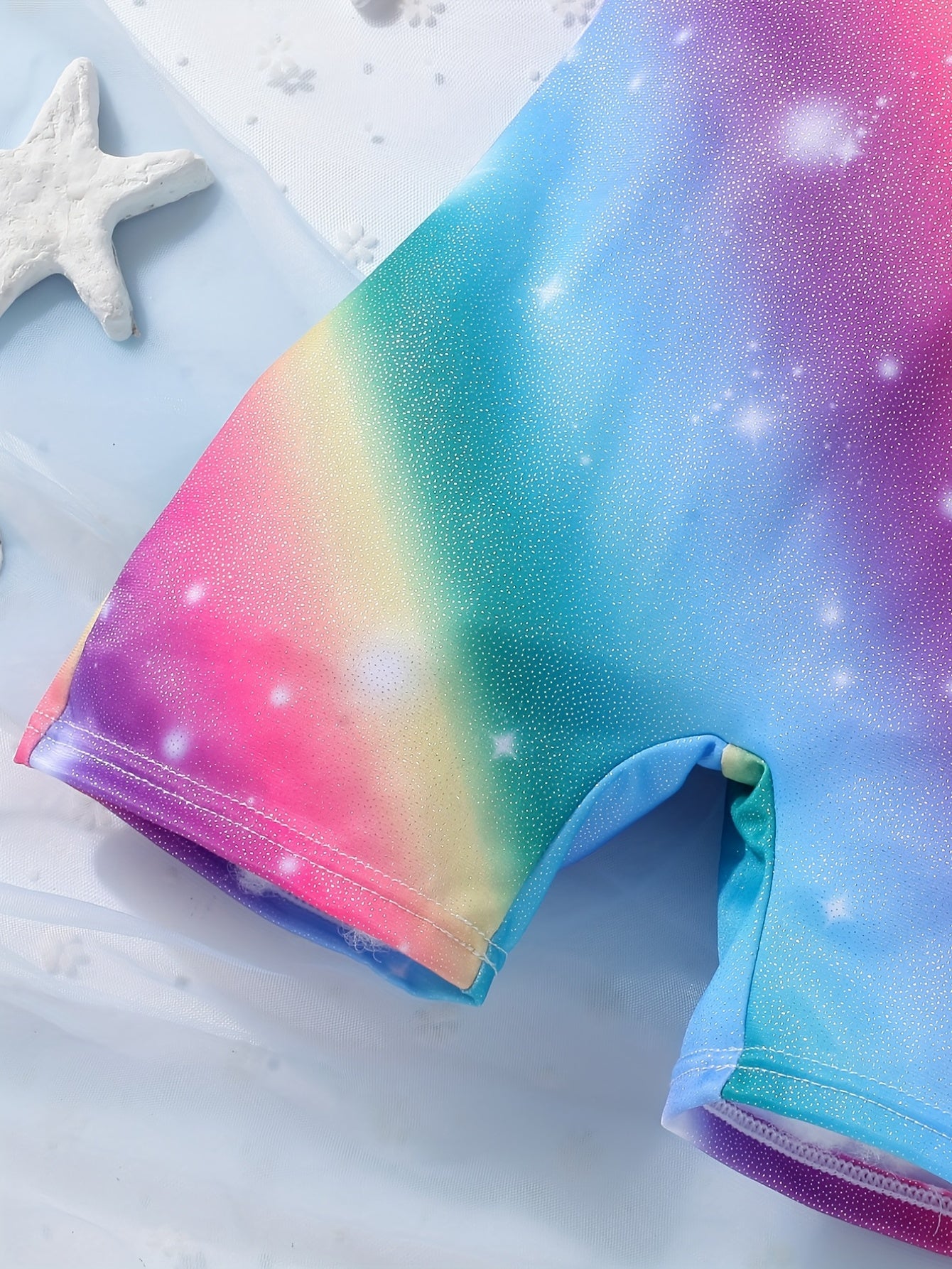 Girls Rainbow Swimsuit Romper Gymnastics Dance Biketards