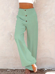 High Waist Wide Leg Pants Button Front Pants
