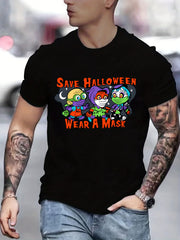 Men's Halloween Print T shirt Active Stretch Tee Outdoor