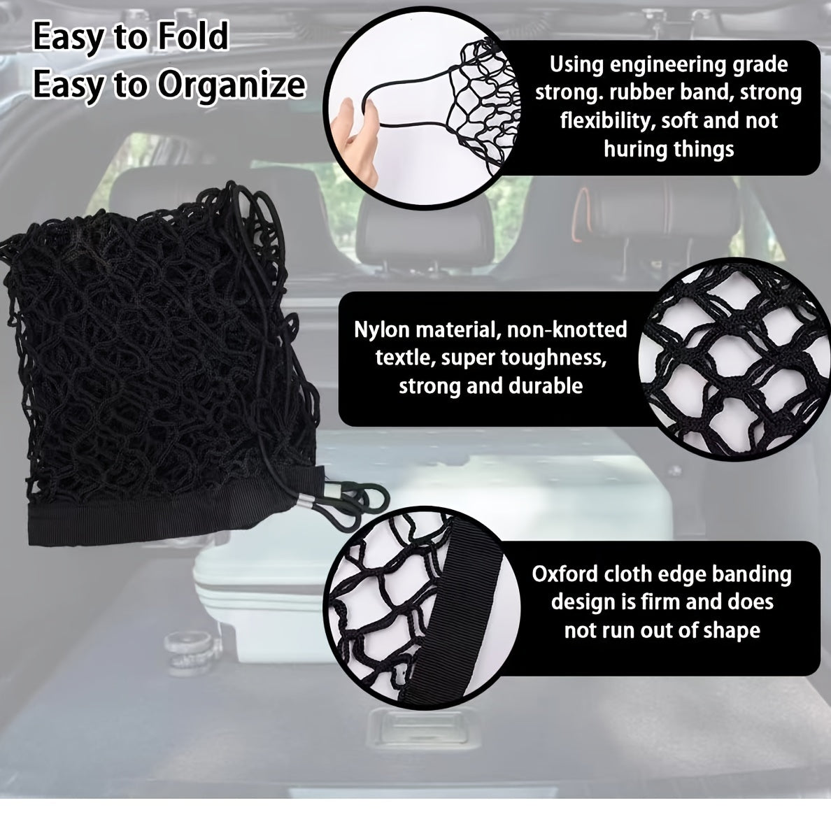 Truck Bed Cargo Net Elastic Storage 12 Mounting Accessories Mesh Pouch