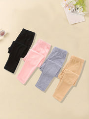 4pcs Girls' Stretchy Tights Pants Leggings Set For Kids