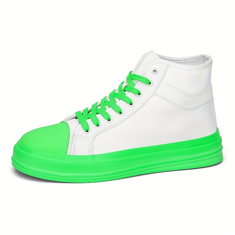 Two Tone High Top Lace Up Board Shoes Lightweight Non Slip