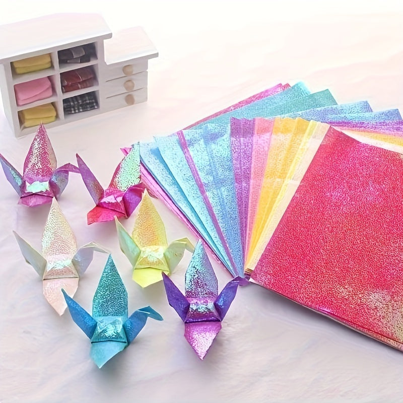 100pcs Glitter Paper Sparkling Origami Shining Square Paper Handcraft 10x10cm