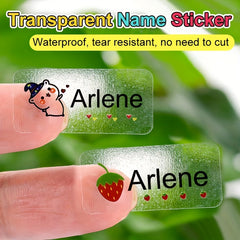 180pcs Transparent Name Sticker Cartoon Waterproof Labels