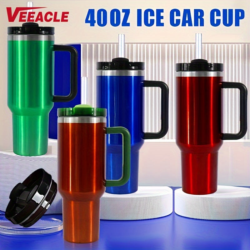 40oz Stainless Steel Sports Water Bottles with Straws and Lids
