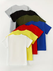 7pcs Boy's Solid Comfy T Shirt for Outdoor Summer