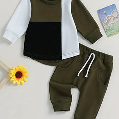 Toddler's Block Outfit Long Sleeve Sweatshirts & Pants Set