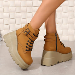 Women's Solid Thick Bottom Boots Shoes Comfortable Outdoor Boots