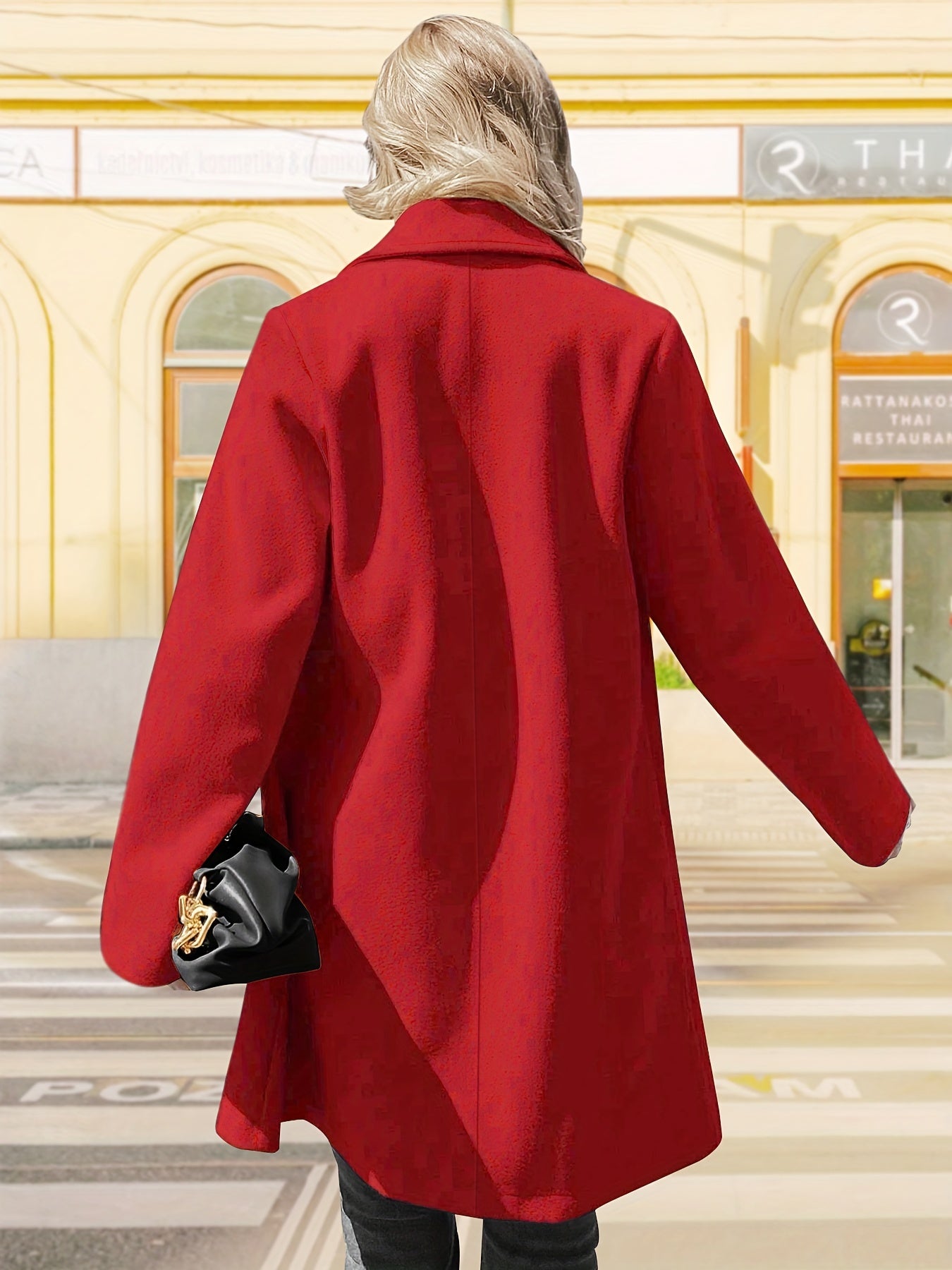 Double Breasted Peacoat Lapel Long Sleeve Outerwear