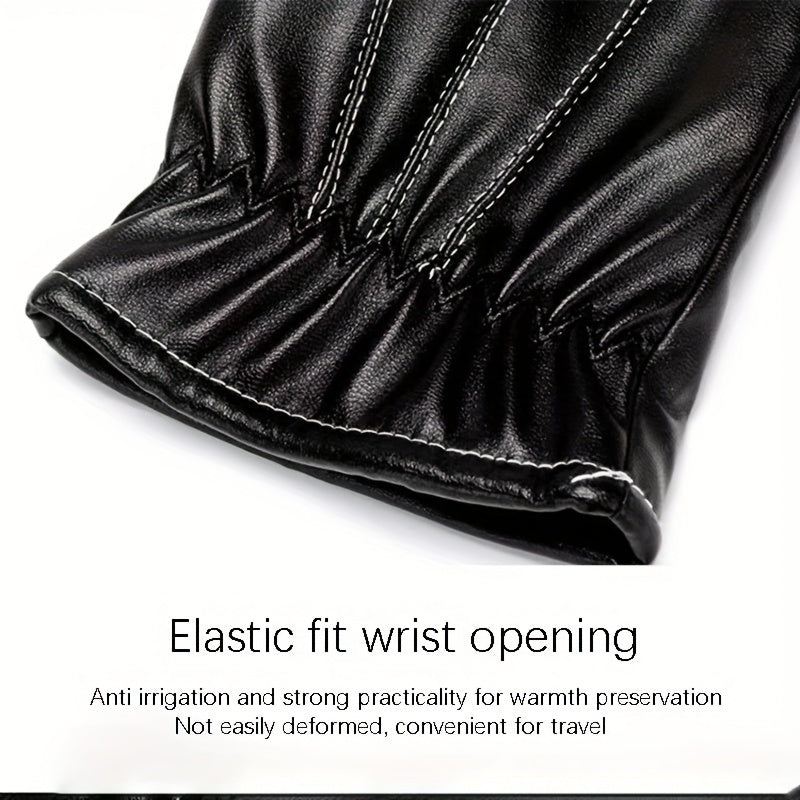 Warm Touch Screen Gloves PU Leather Cycling Coldproof Gloves