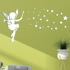 10pcs Fluffy Cloud Reflective Mirror Wall Stickers