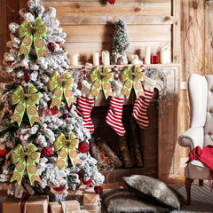 4.57m Christmas Ribbon Wired Edge Stripes Wrapping Colorful Xmas Decor