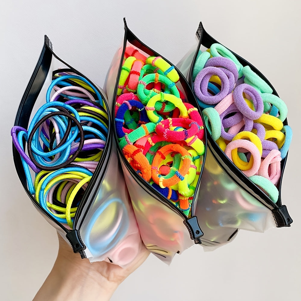 100pcs Girls High Elastic Colorful Hair Bands Women Scrunchies