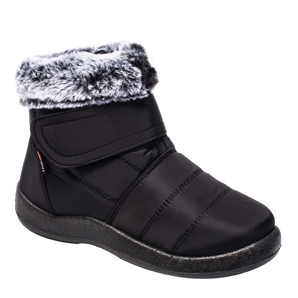 Waterproof Thermal Snow Boots Hook & Loop Furry Winter Ankle Boots