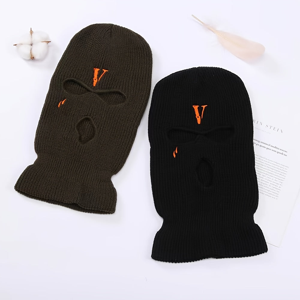 Winter Embroidered Wrap Head Wool Knitted Hat
