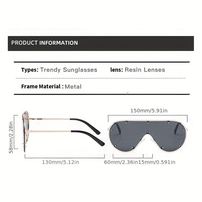 Y2K Shield Sunglasses Rivet Gradient Sun Shades UV400
