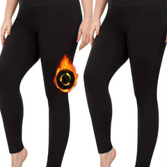 2 Pack Plus Size Fleece Lined High Rise Fitness Leggings