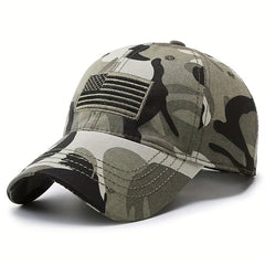 Camouflage Baseball Cap with American Flag Print