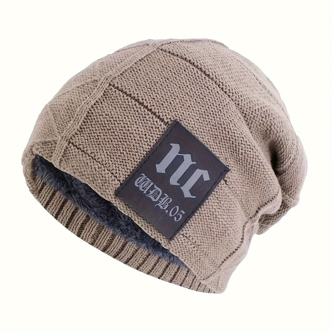Men's Velvet Knitted Beanie Hat Winter Warm Skull Cap