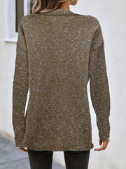 Solid Button Front Pullover Sweater Long Sleeve Casual Fall Winter Women's Cloth