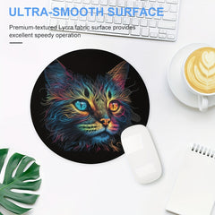 Cat Gaming Mouse Pad for Women & Girls, Non-slip Round Mousepad