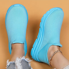 Mesh Slip On Breathable Flying Woven Shoes Soft Comfort Shock Absorption
