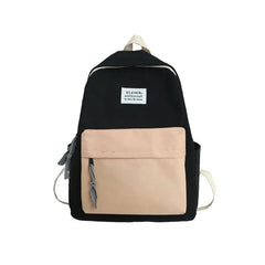 Colorful Stitching Canvas Backpack for Women and Girls