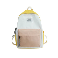 Colorful Stitching Canvas Backpack for Women and Girls