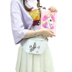 Sequins Glitter Women Fanny Pack Bag Unicorn Print Pouch