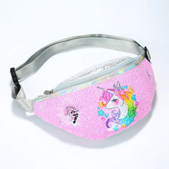 Sequins Glitter Women Fanny Pack Bag Unicorn Print Pouch