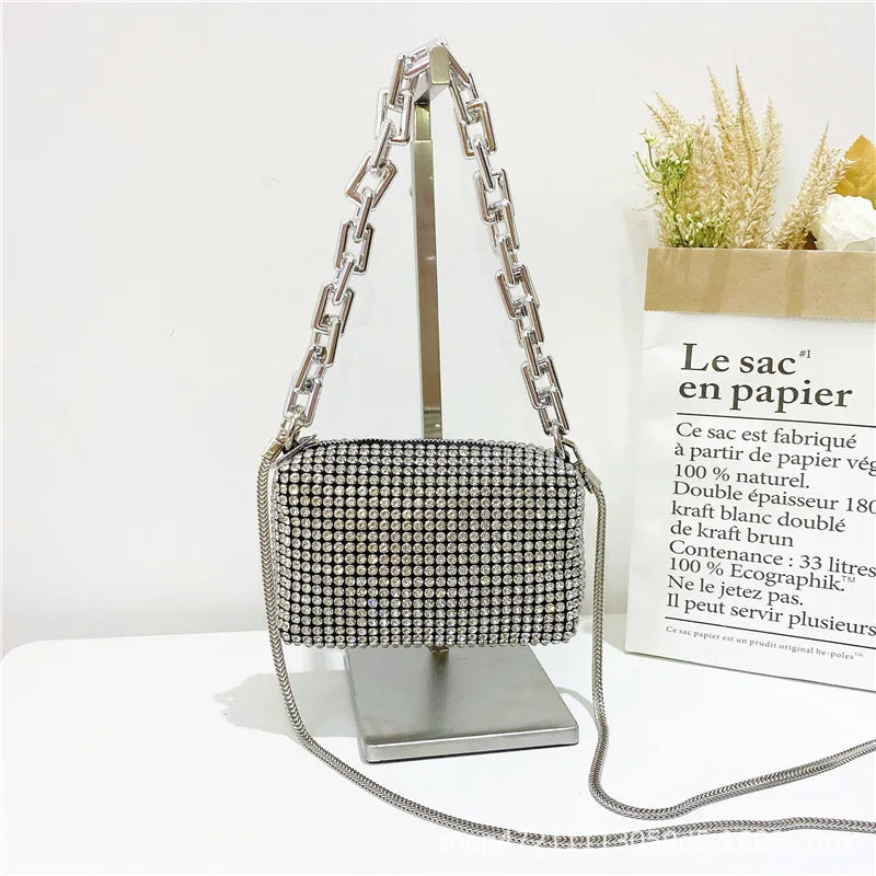 Casual Full Diamond Crossbody Bag for Women, Purses and Handbags, Dinner Bag