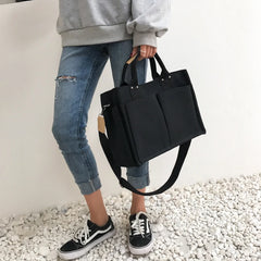 Canvas Tote Women Handbags Wide Strap Shoulder Crossbody Bags