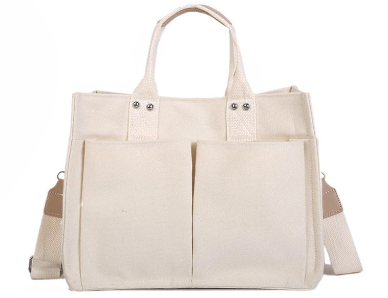 Canvas Tote Women Handbags Wide Strap Shoulder Crossbody Bags