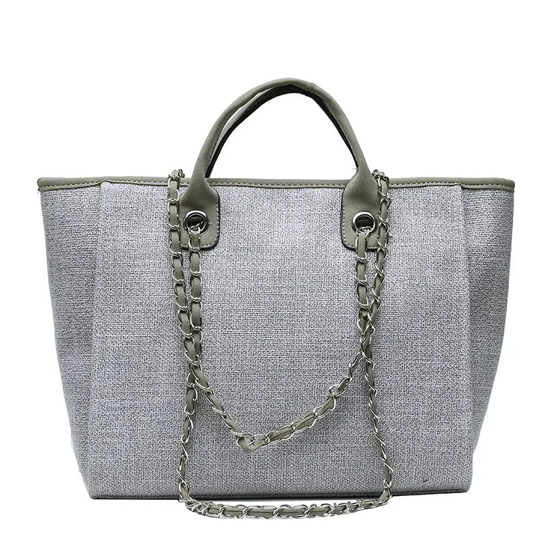 Casual Canvas Tote Chains Shoulder Bags for Women