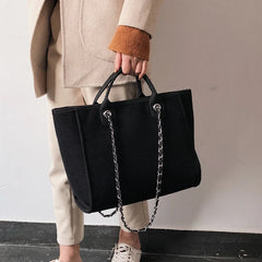 Casual Canvas Tote Chains Shoulder Bags for Women
