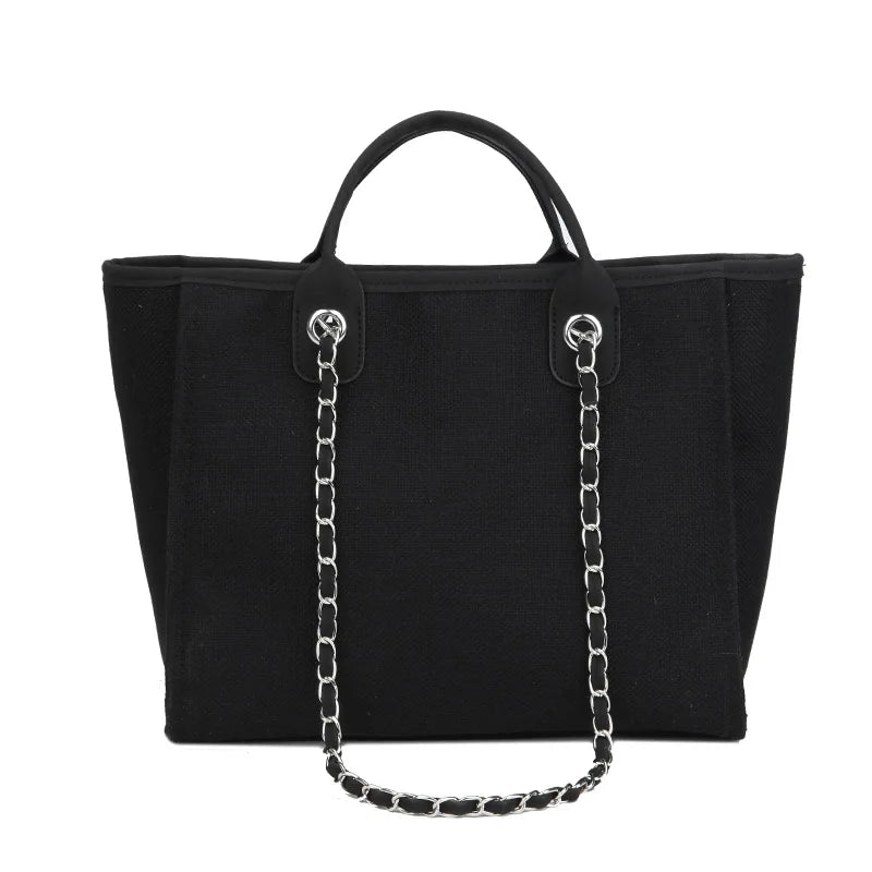 Casual Canvas Tote Chains Women Handbags Lady Shoulder Bags