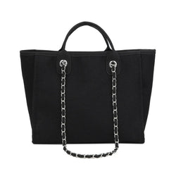 Casual Canvas Tote Chains Women Handbags Lady Shoulder Bags