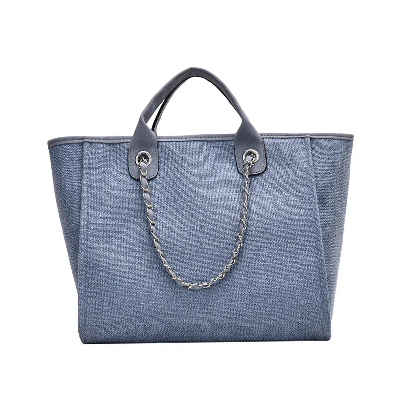 Casual Canvas Tote Chains Shoulder Bags for Women