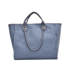 Casual Canvas Tote Chains Shoulder Bags for Women