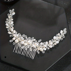 Pearl Inlaid Crystal Hair Comb for Women