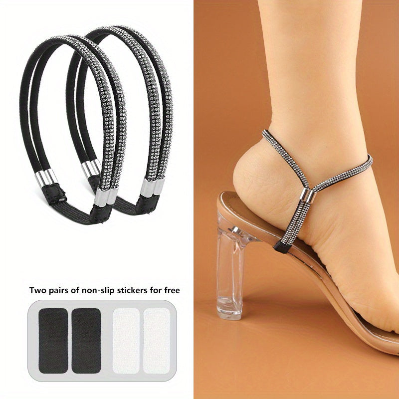 Elastic Rhinestone Shoe Anklet Straps For High Heels