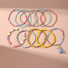 Bohemia Beaded Anklet Set Y2K Style Ankle Bracelet Set For Women & Girls