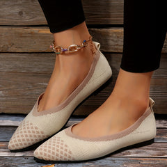 Women's Breathable Knit Flat Shoes Casual Pointed Toe Shoes
