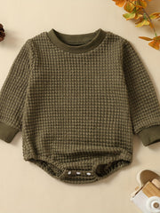Baby Boys Waffle Long Sleeve Romper