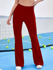 3Pcs Flared Legs Yoga Pants High Stretch Solid Casual Sports Trouser