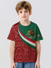 Mexico Flag 3D Print Boy's Casual Tees Short Sleeve Crew Neck Comfy T shirt