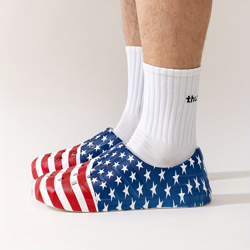 Men's Star & Stripe Print Foam Clog Sandals American Independence