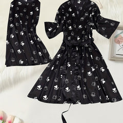 Dog Paw Print Cami Dress & Robe Set