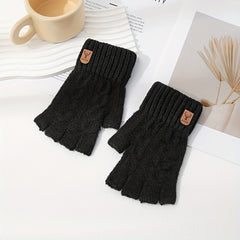 Alpaca Warm Half Finger Gloves Plus Velvet Surface for Autumn/Winter