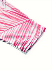 Men's Leaf Pattern Print V Neck Tee Spring Fall Outdoor